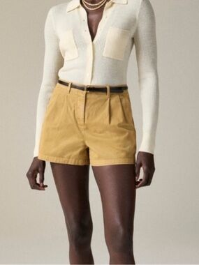 J. Crew 3” Heritage Pleated Chino Short Size 16 Honey Brown Cotton Blend